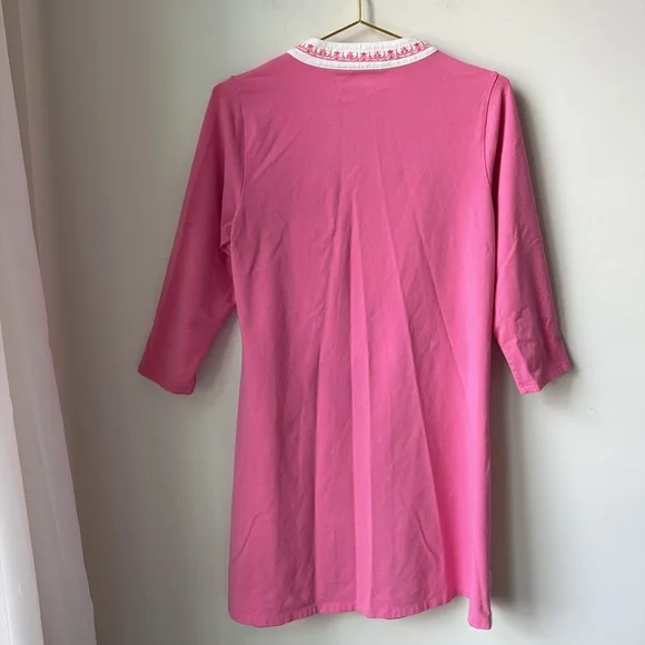 Spartina 449 Monica Tunic Dress in Pink Embroidered Coastal Travel Work Size L - Picture 3 of 10